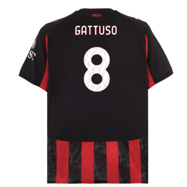 Outstanding 2025-2026 Ac Milan Home Shirt (gattuso 8) - Fan Collection