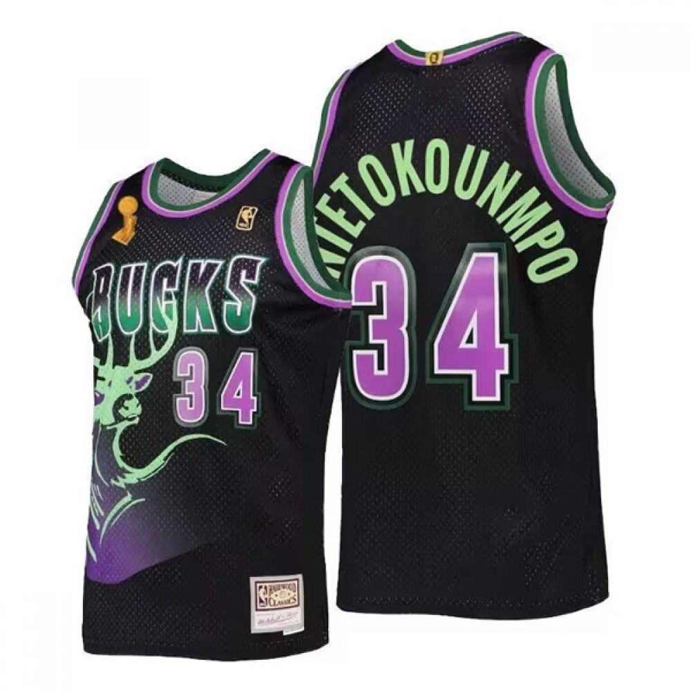 Fan Favorite Official Men's Bucks #34 Ray Black Basketball Jersey