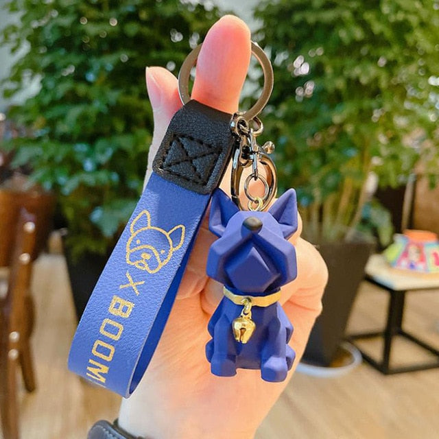French Bulldog Keychain PU Leather