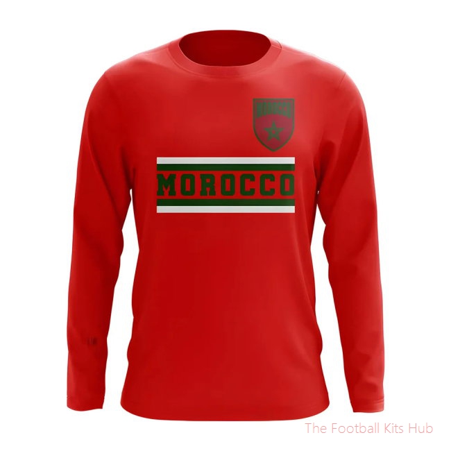 Morocco Core Football Country Long Sleeve T-Shirt (Red)