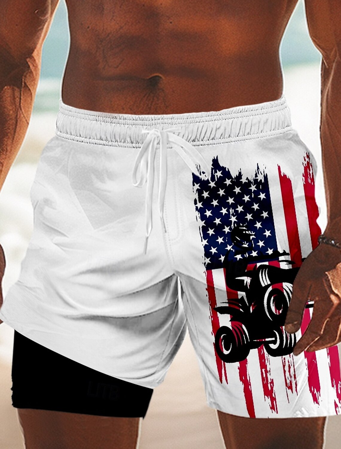 Independence Day Men's 4th of July U.S. 250th Anniversary Eagle US Flag Lined Shorts 2 in 1 Board Shorts Swim Trunks Mid Waist Holiday Side Pockets With Compression Liner Elastic Drawstring Waist