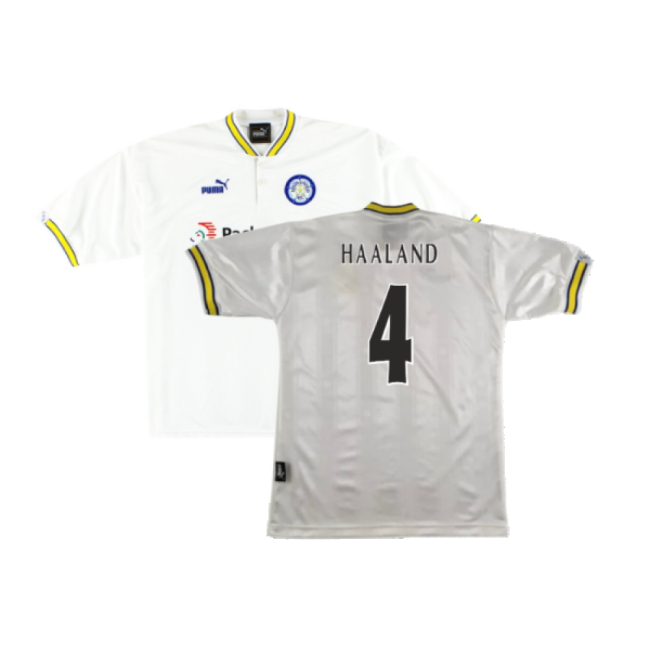1996-98 Leeds Shirt (L) (Mint) (Haaland 4) | Durable | Premium Quality