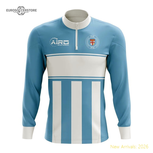 Excellent Fiji Concept Football Half Zip Midlayer Top (sky Blue-white)