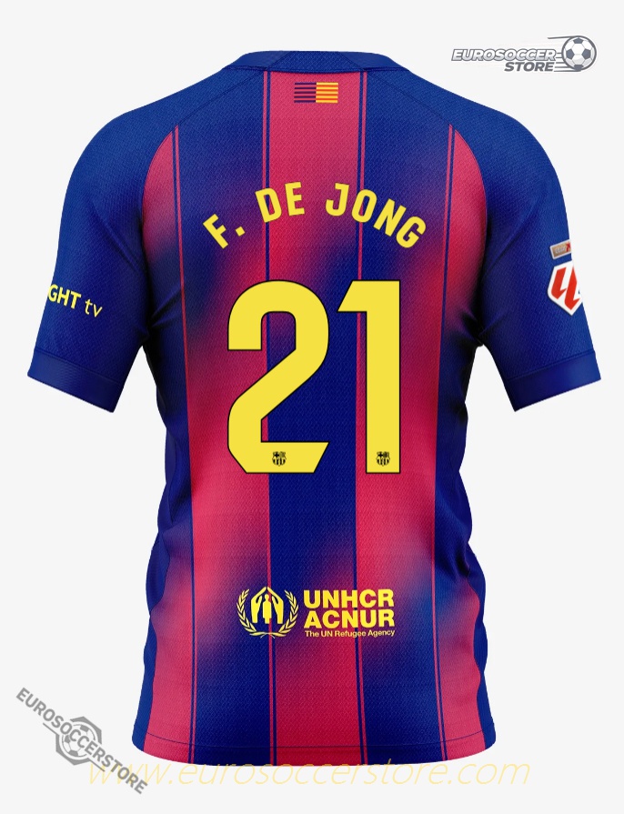 Barcelona 25-26 Home Jersey Featuring F. DE JONG, Number 21