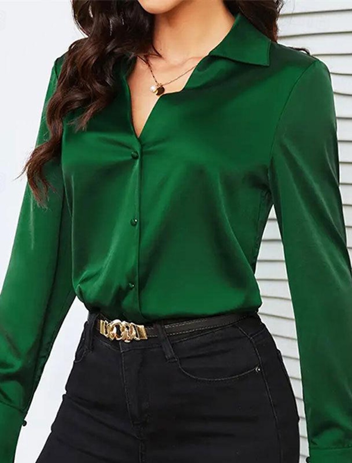 Shirt Blouse Women's Plain Button Street Daily Fashion Shirt Collar Regular Fit S