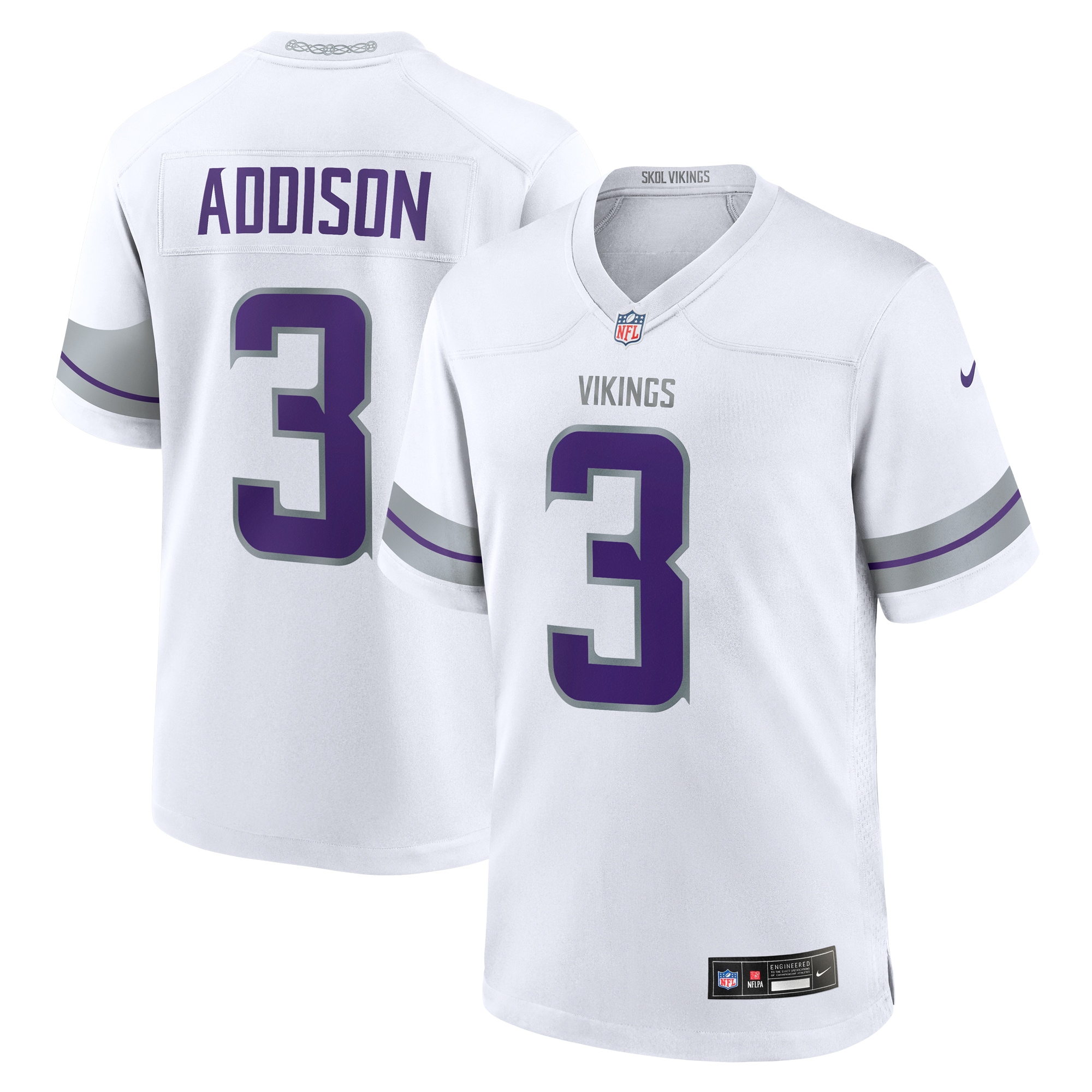 [LK] Jordan Addison Minnesota Vikings Alternate Game Player Jersey - White