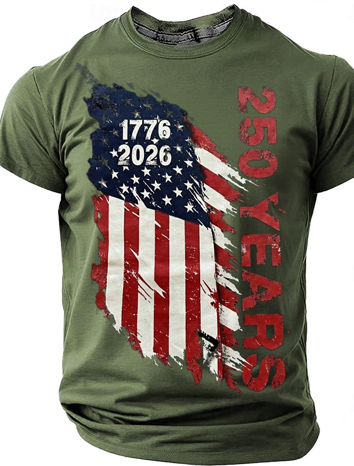 4th of July 2026 250th Men's American US Flag T Shirt Short Sleeve T shirt 3D Print Crew Neck Shirt Vintage Retro Patriotic Daily Festival Blue Light Blue Lake Blue Summer Spring Clothing Apparel S M