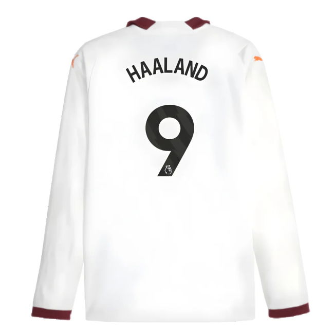 Top Tier Match Day Football Man City Long Sleeve Away Shirt Haalan...