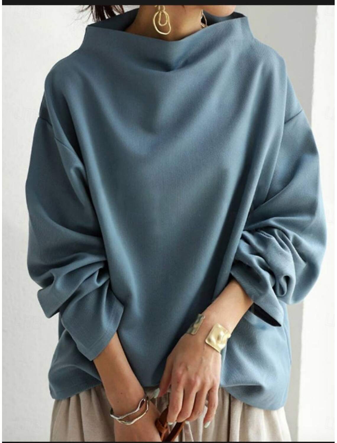 Women's Shirt Blouse Basic Casual Solid Color Regular Tops Long Sleeve Turtleneck Regular Fit Daily Spring Fall Winter