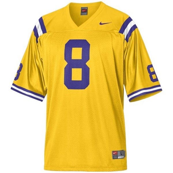 Nike Lsu Tigers Gold #8 Men Team Color Premium Stitched Jersey