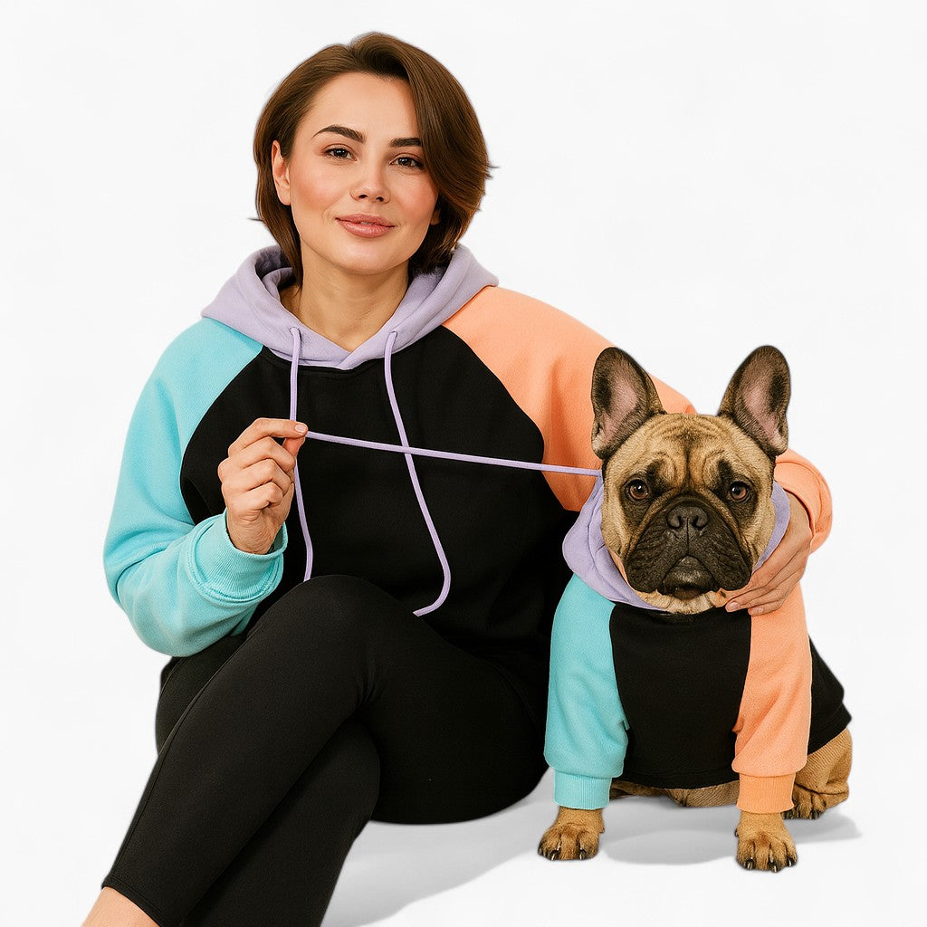 Pet-Lover Pawver Frenchie Human Matching Hoodie – Soft Colorblock Loo...