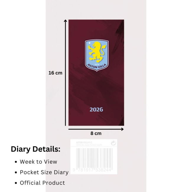Diary 2026 High Quality Aston Villa 2025-2026 Home Kit