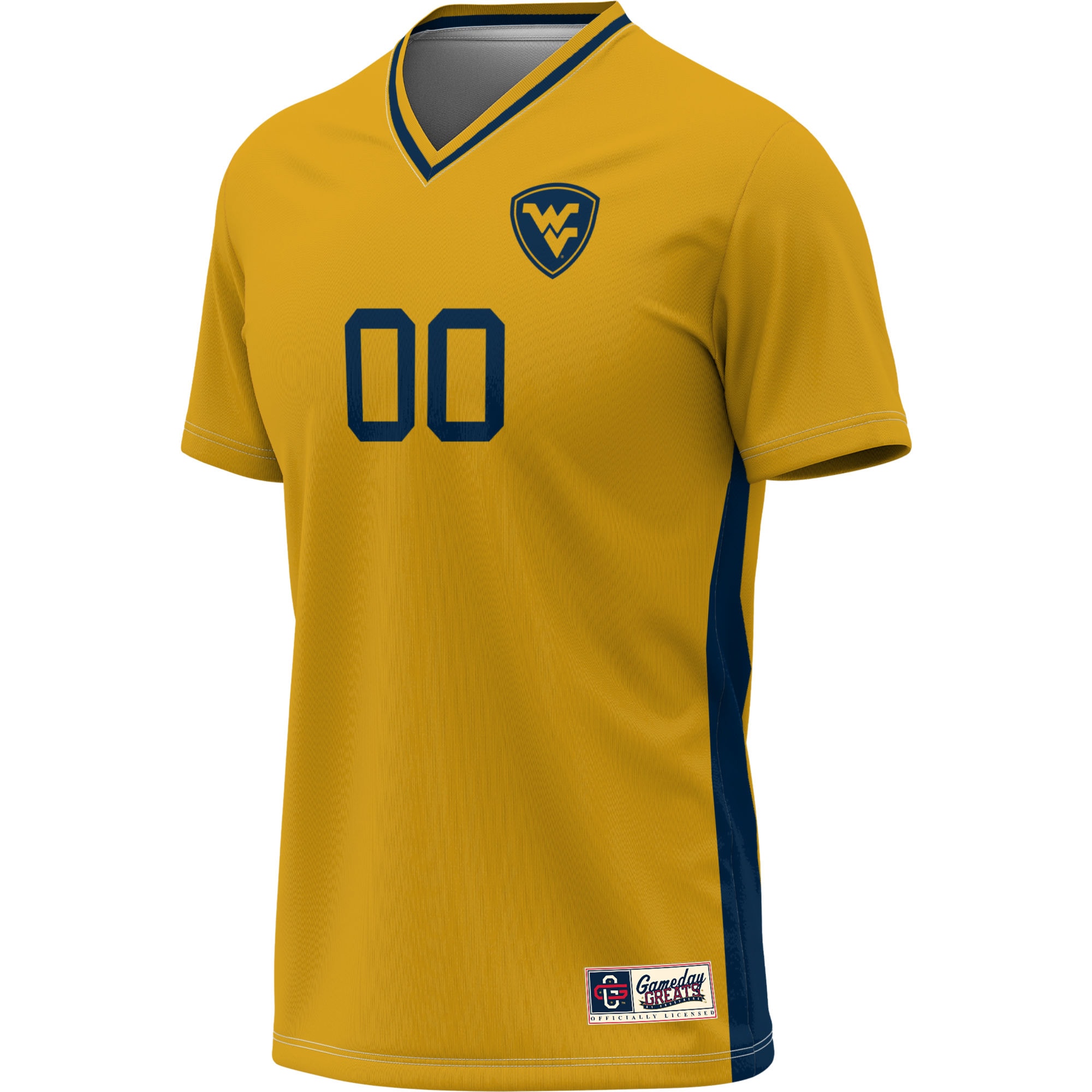 [SJH] West Virginia Mountaineers GameDay Greats Unisex Pick-A-Player NIL Lightweight Soccer Jersey - Gold