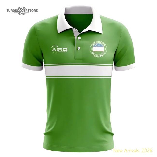 Uzbekistan Concept Stripe Polo Shirt (green) - Premium Collection