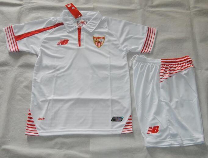 Lightweight Kids Sevilla 2015-16 Home Soccer KitShirtShorts