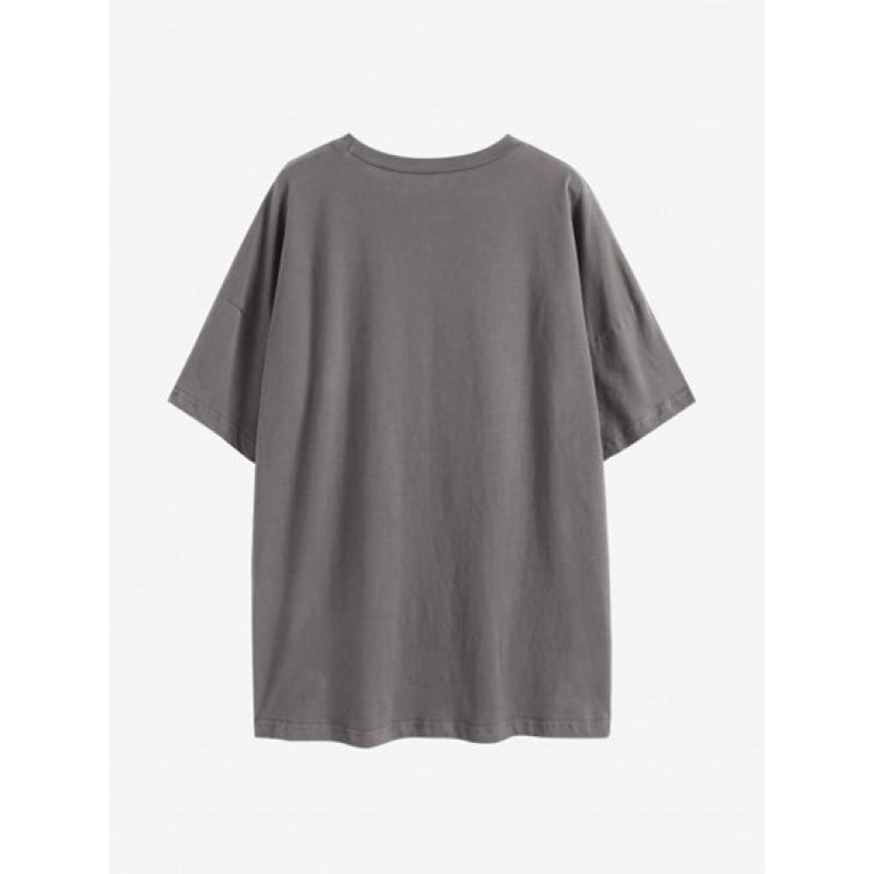 Drop Shoulder Rose Print T Shirt JD4353