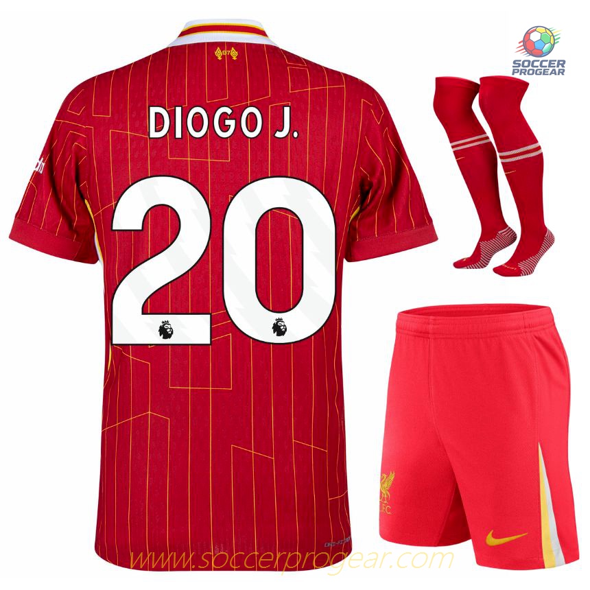 Liverpool Home Soccer Kit Youth Team Jersey 2024-2025 Season Diogo Jota