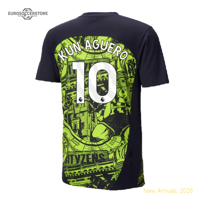 Man City Kun Aguero Soft Kids Jersey Performance Fabric Stretchy