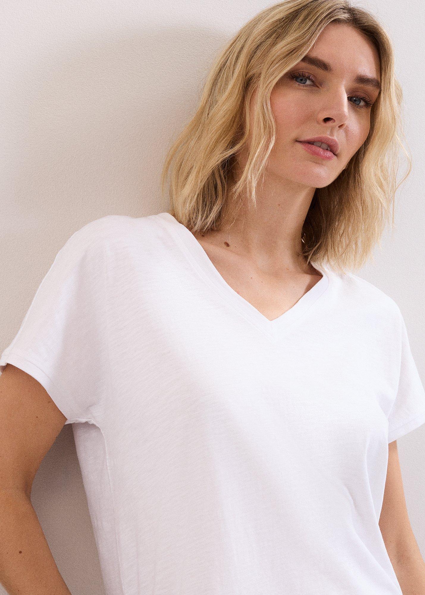 Saphiya Cotton Slub V Neck T-Shirt
