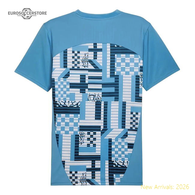 Club Teams,Marseille 2024-2025 Marseille Pre-Game Ss Shirt (Bleu Azur)