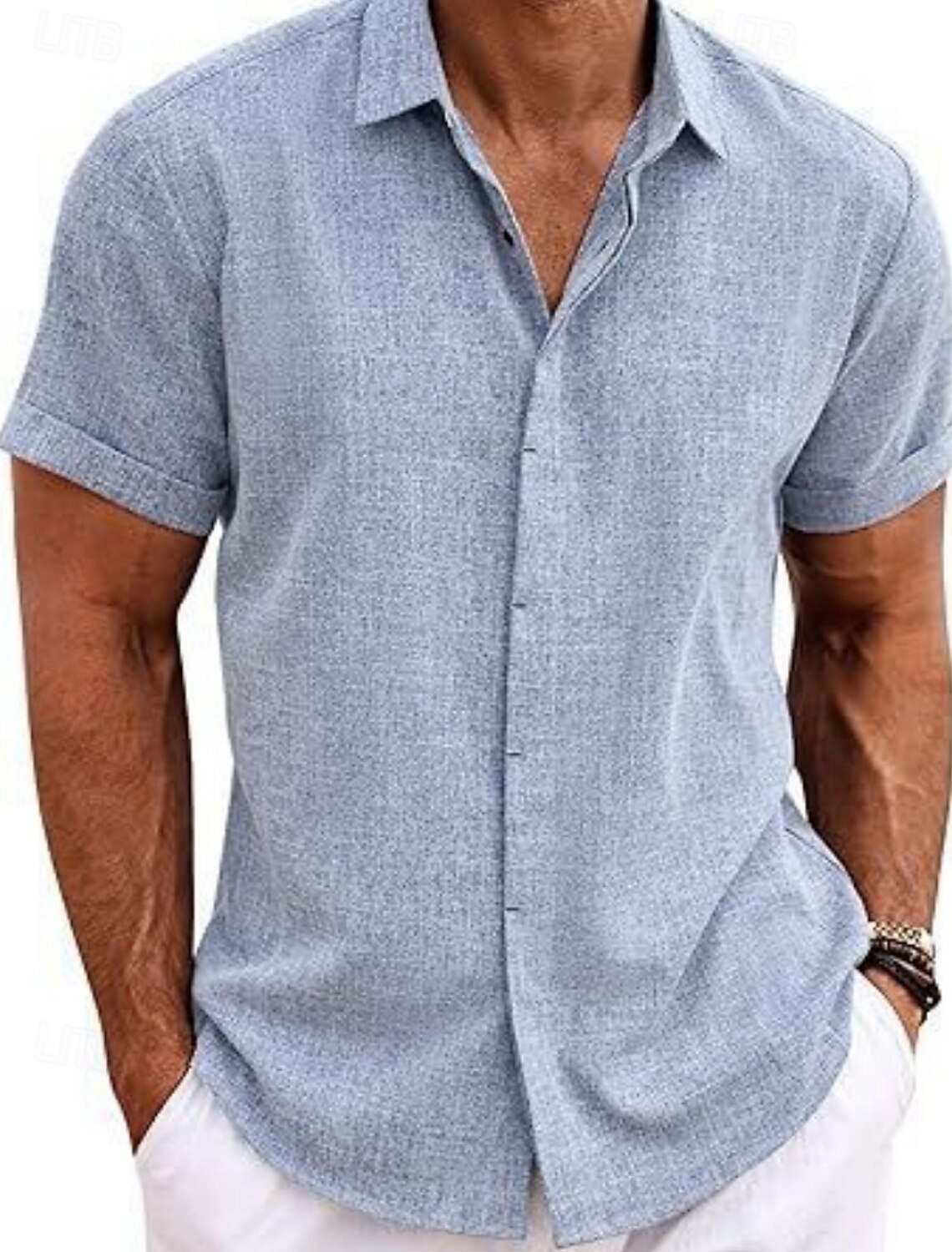 Men's Shirt Casual Black White Light Green Pink Wine Short Sleeve