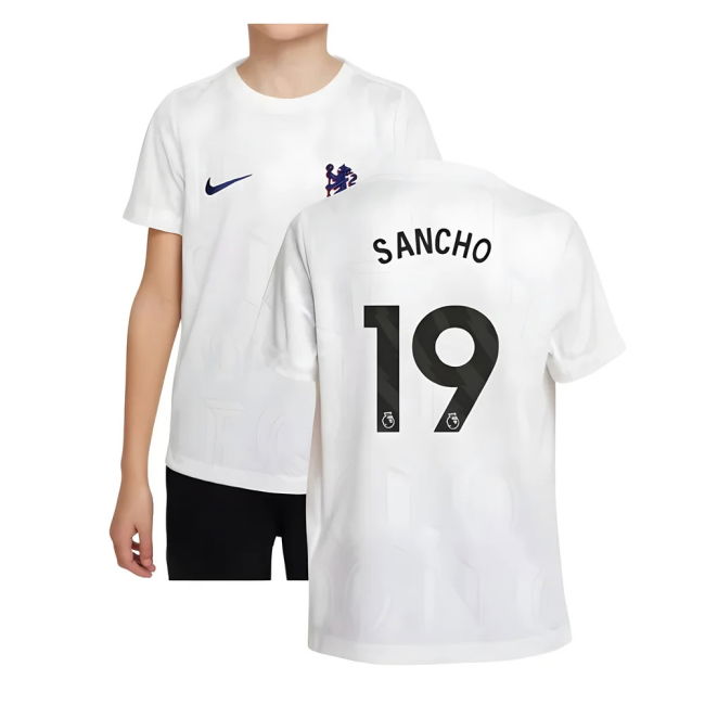 Chelsea Chelsea Pre Match Shirt White Kids Sancho #19 Durable Mate...