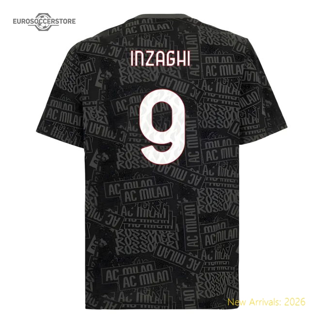Premium 2025-2026 Ac Milan Ftblculture Tee Aop (Black) (Inzaghi 9)