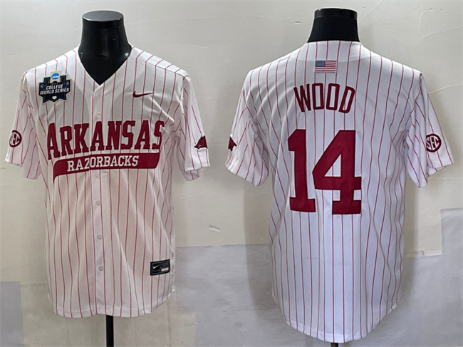Men's None White 2025 alternate jersey Gage Wood #14 college football