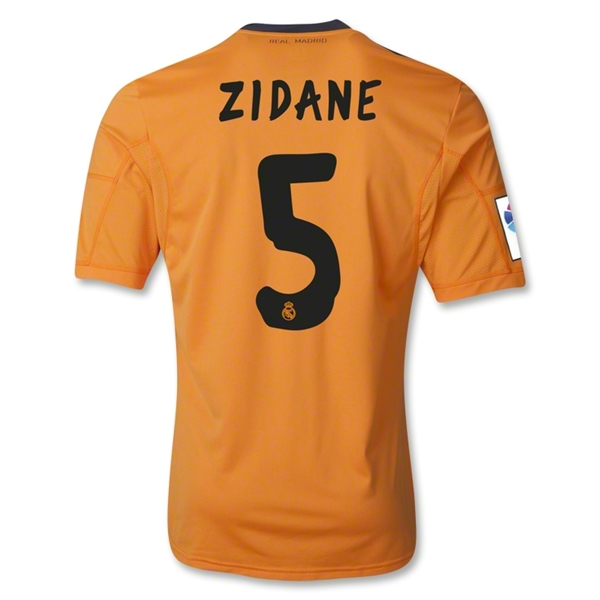 13-14 Real Madrid 5 ZIDANE Away Orange Soccer Jersey Shirt - Official