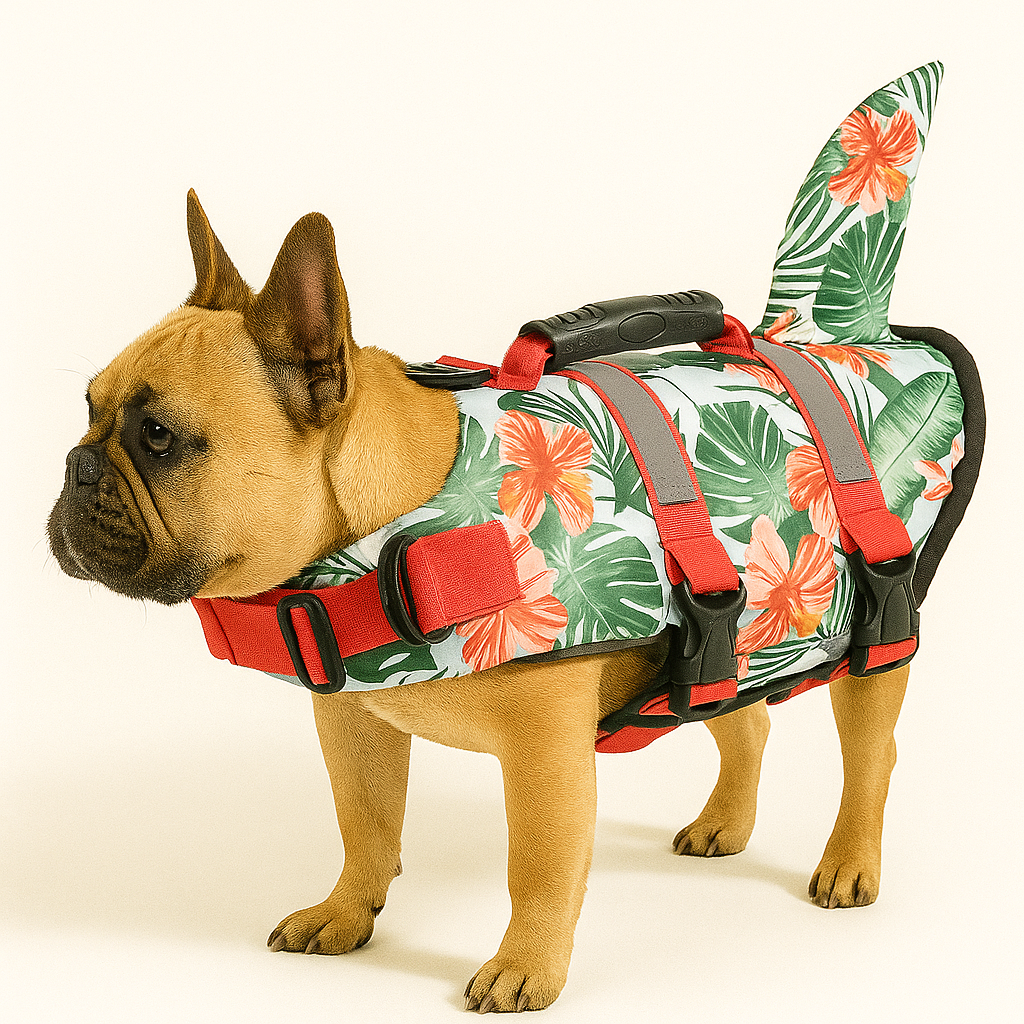 Culture-Inspired Frenchie Shark Life Vest – Adjustable Swim Jacket Wi...