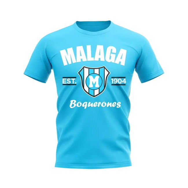 Malaga Established Football T-Shirt (Sky) | Lightweight | Discounted