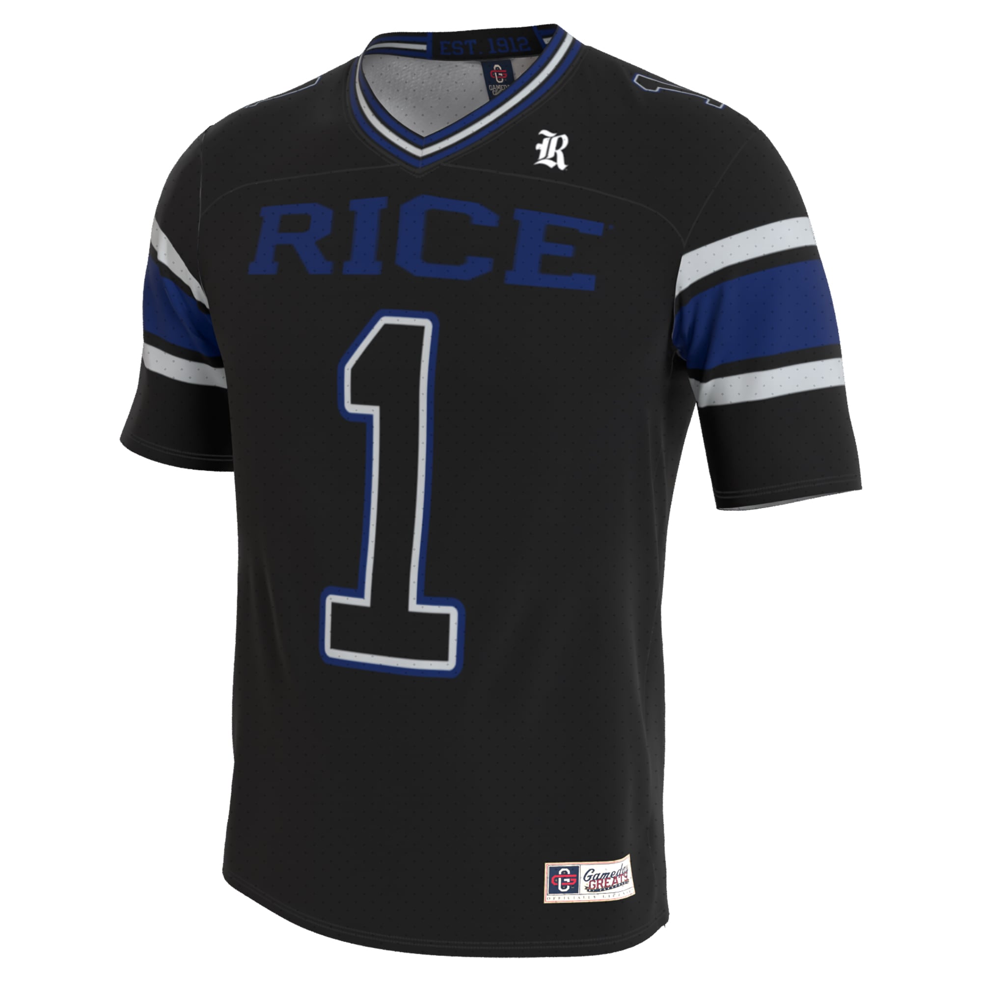 Unisex Black Rice Owls Lightweight Collegiate Football Blackout Fashion Jersey