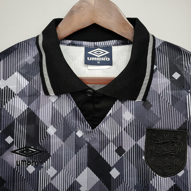 Durable 1990 England Black Retro Soccer Jersey Football Shirt