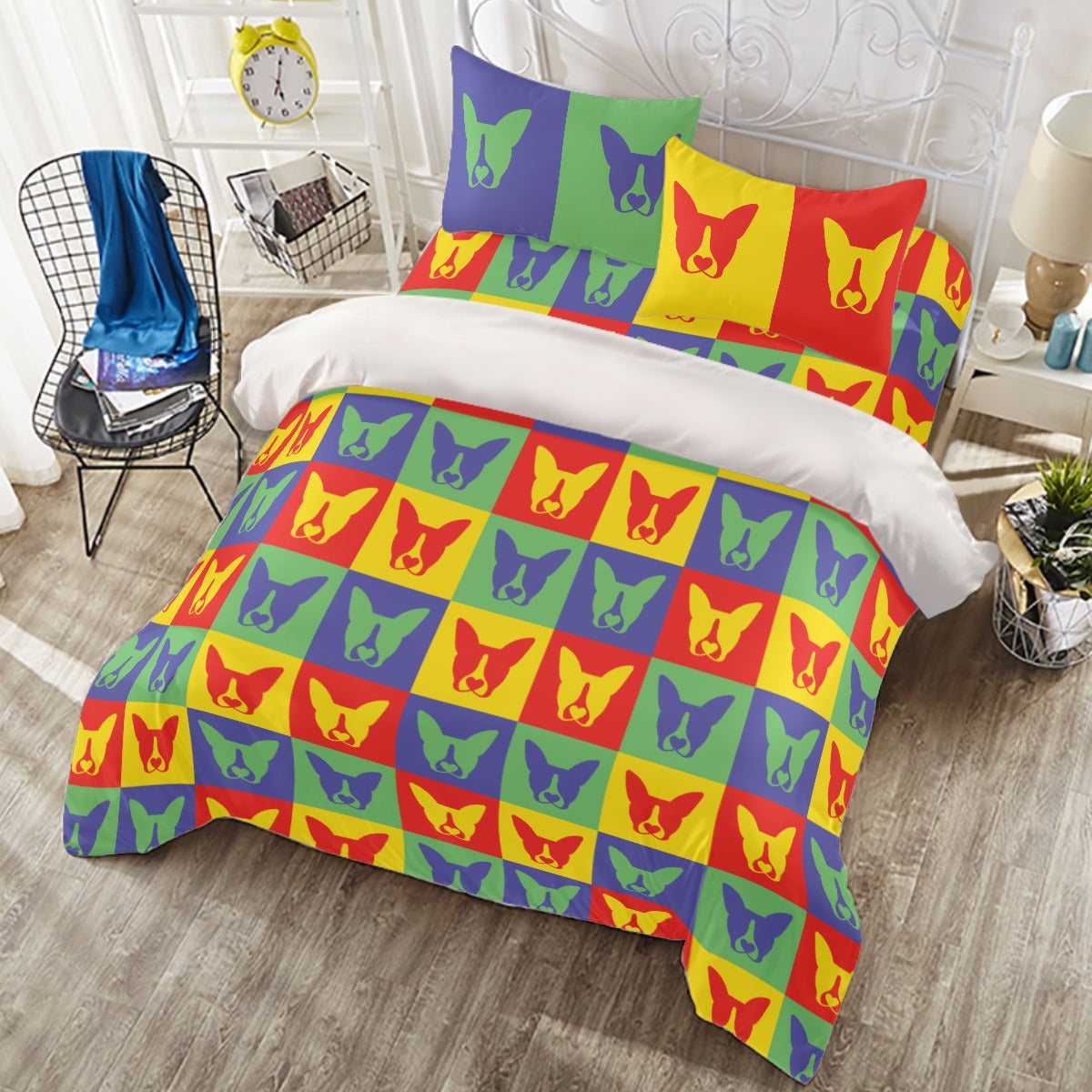 French Bulldog Teddy Duvet Cover Set For Boston Terrier Lovers Durable Dog Item