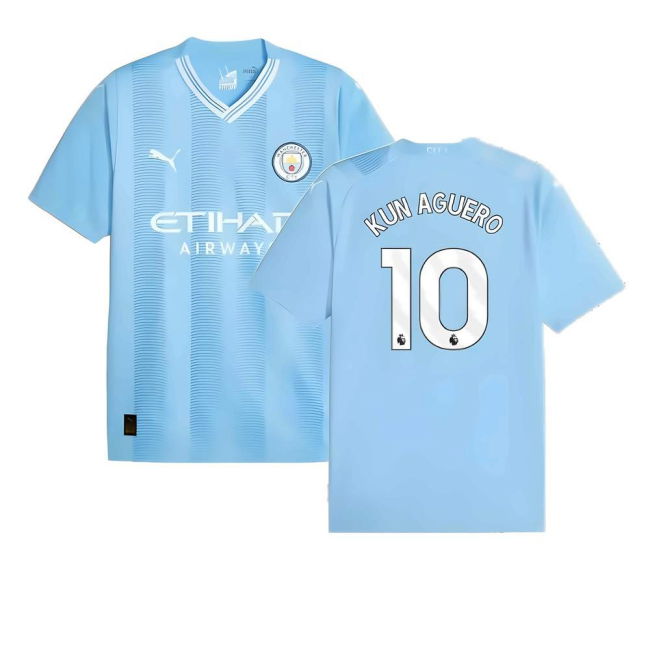 Premium Quality Football Man City Home Shirt Kun Aguero #10 Modern...