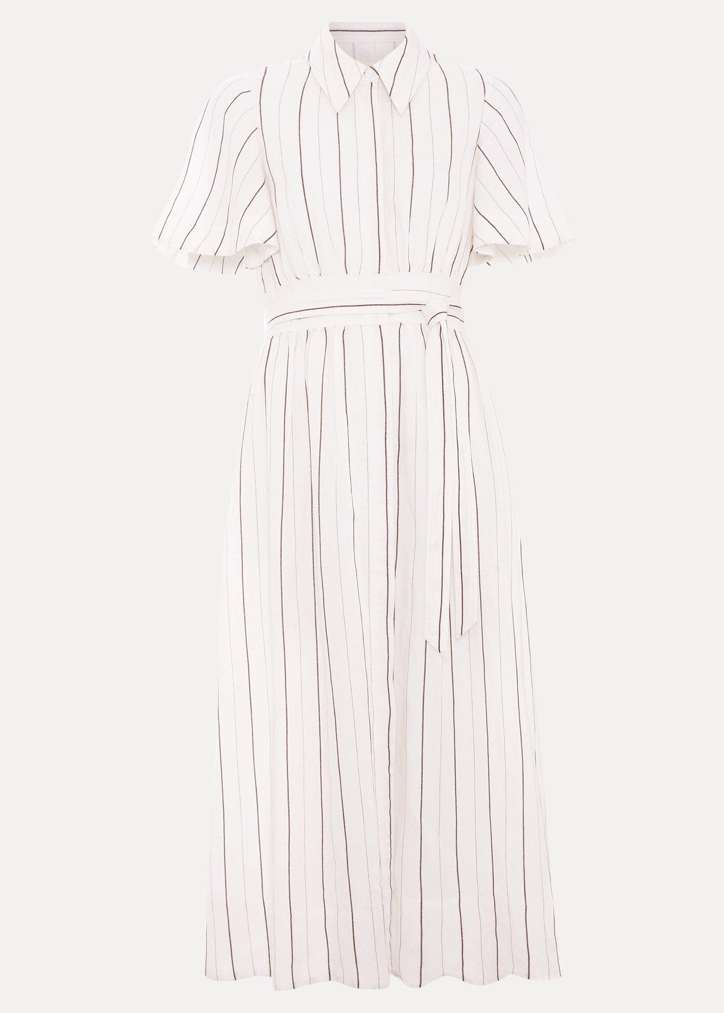 Marielle White Stripe Shirt Dress