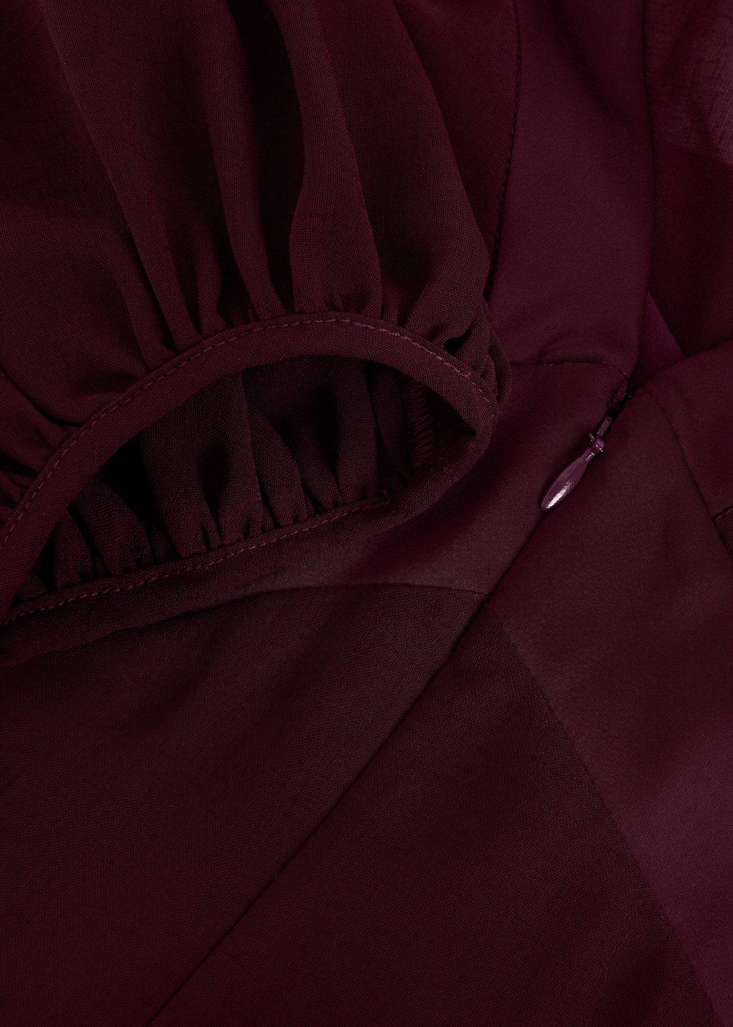 Vera Burgundy Plain Midi Dress