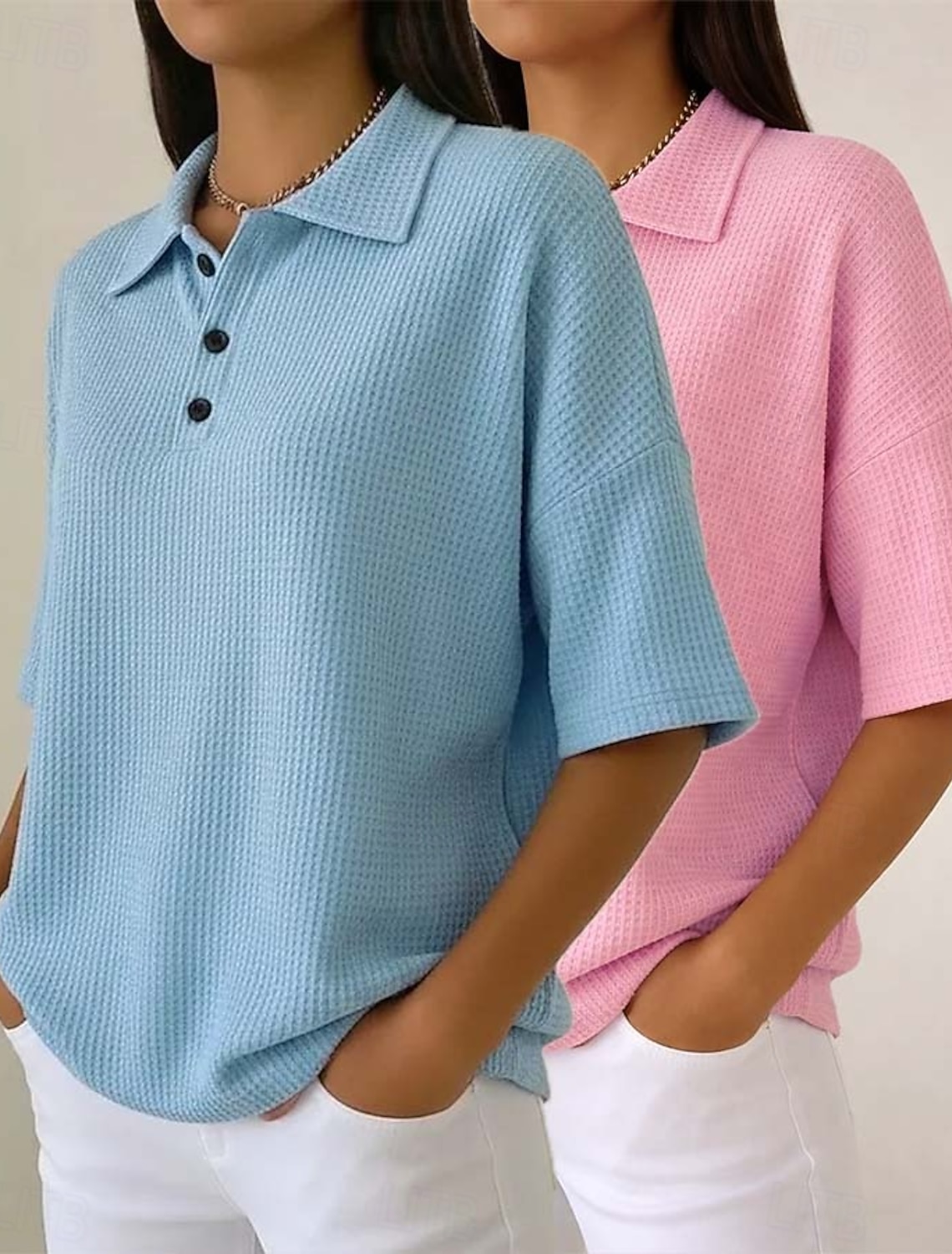 Women's 100% Cotton 2 Pieces Set T Shirt Basic Classic Modern Short Sleeve Crew Neck Regular Tops Casual Daily Going out Black / Red White+Pink White / Black Green / Blue White+Orange Summer Spring