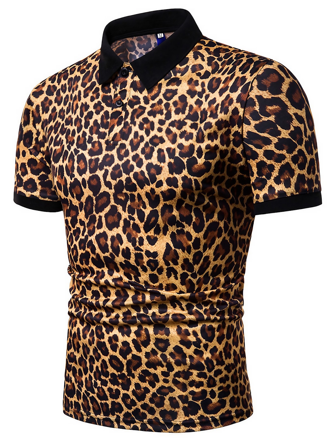 Men's Leopard Polo Shirts Golf Shirt Short Sleeve Collared Casual