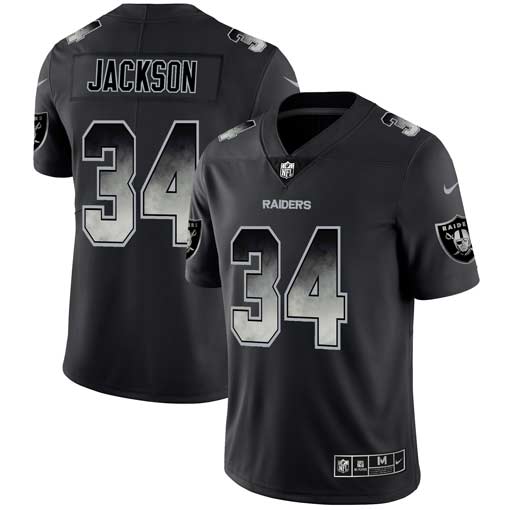 Official NFL Oakland Raiders #34 Bo Jackson Black Smoke Jersey