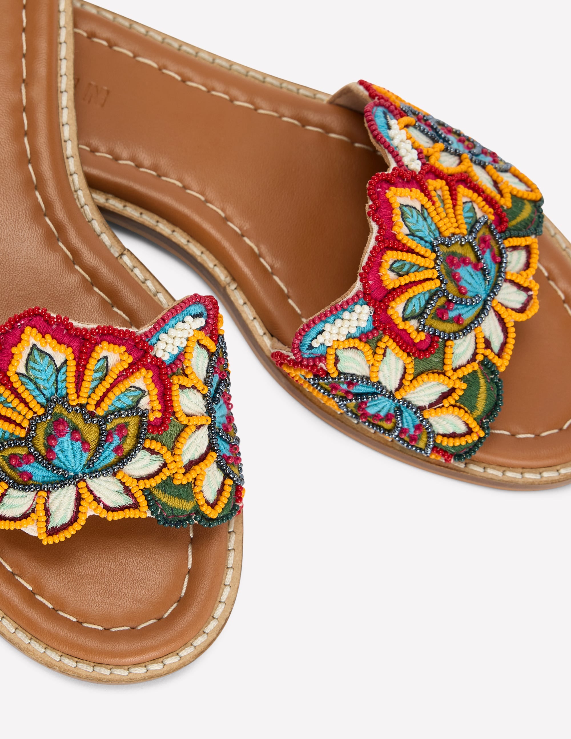 Beaded Flower Flat Sandal