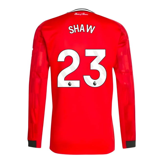2025-2026 Man Utd Long Sleeve Home Jersey (Shaw 23)