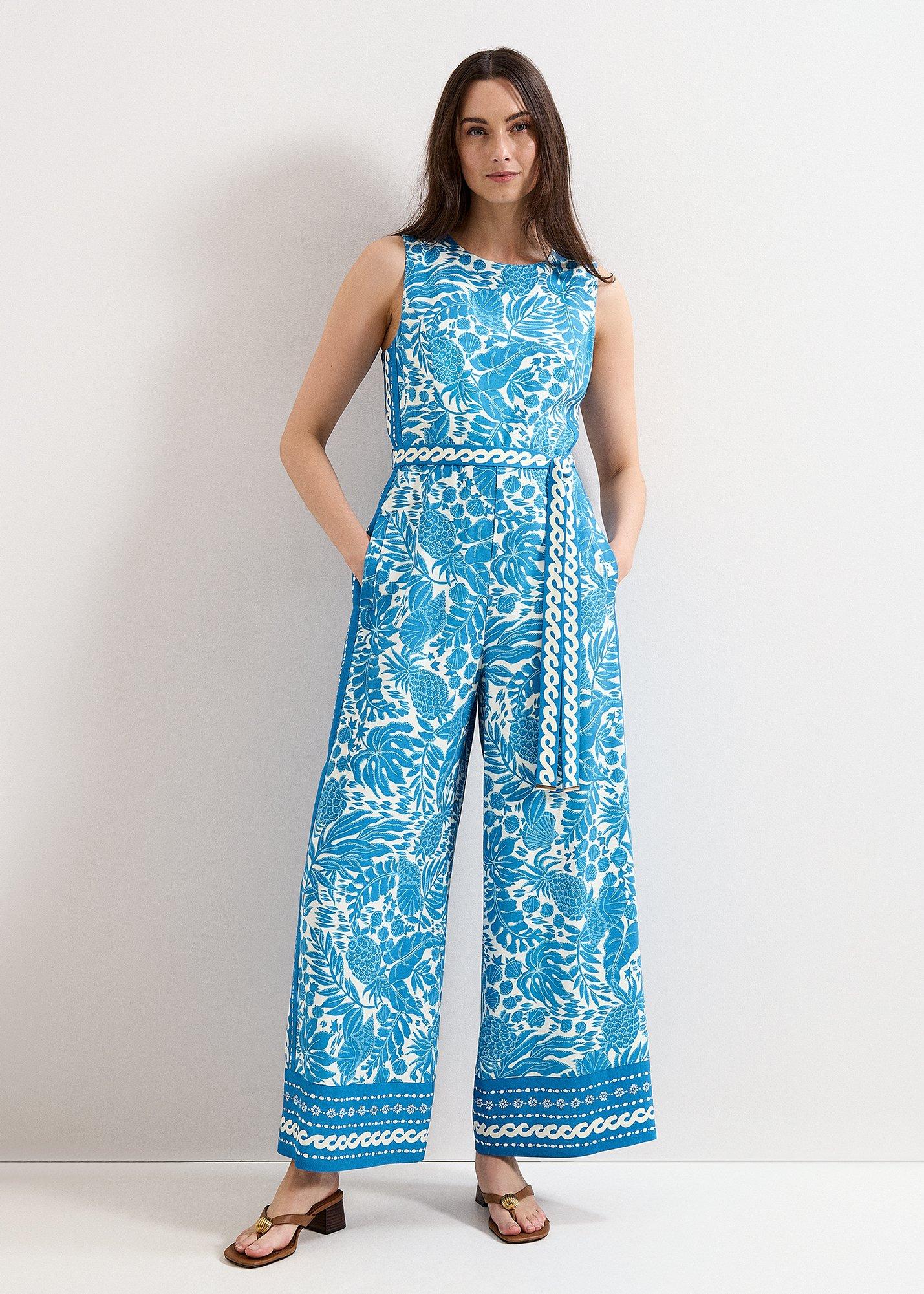 Petite Cyra Blue Printed Jumpsuit