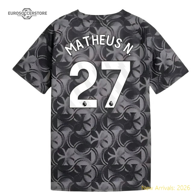 Man City Matheus N. Durable Kids Jersey Dri-fit Quick-dry