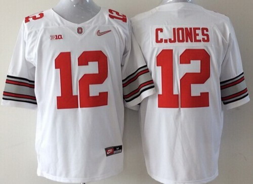 Men's Ohio St Buckeyes White 2015 performance Cardale Jones #12 away