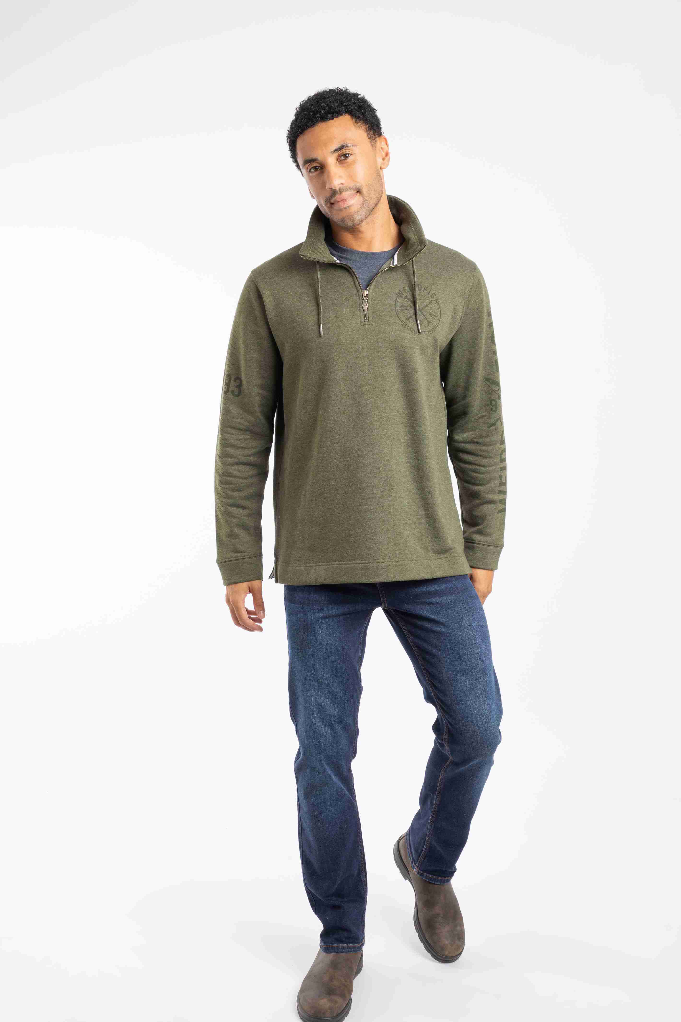 Oakville Graphic 1/4 Zip Sweatshirt Deep Lichen Green