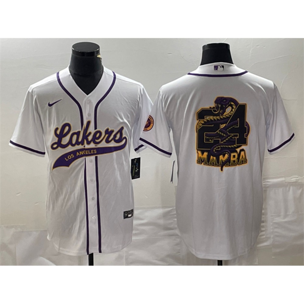 Cost-Effective Men's LA Lakers #24 Mamba White Basketball Jersey