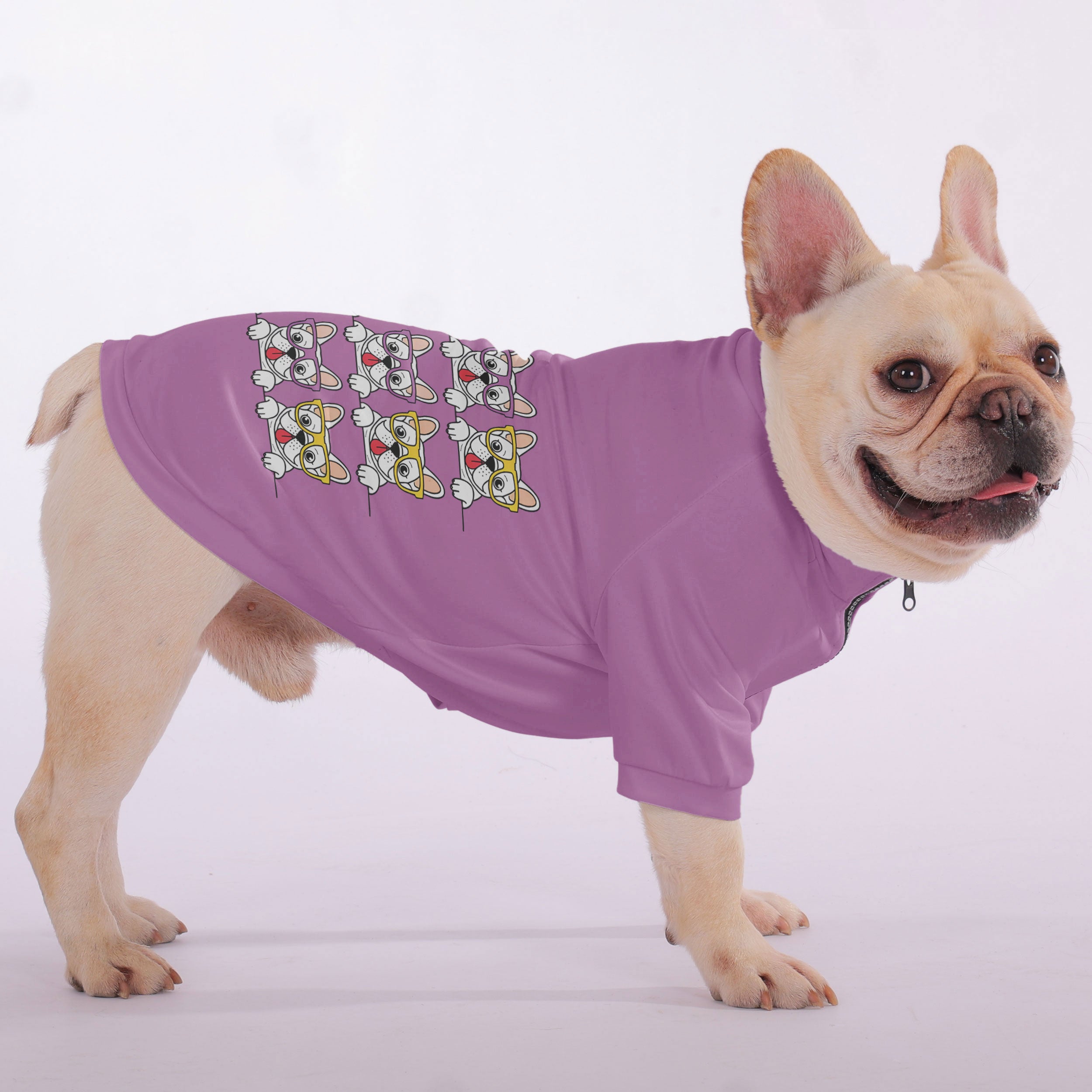 Comfortable Henri - Snuggly Zip-up Sweatshirt For French Bulldogs for...