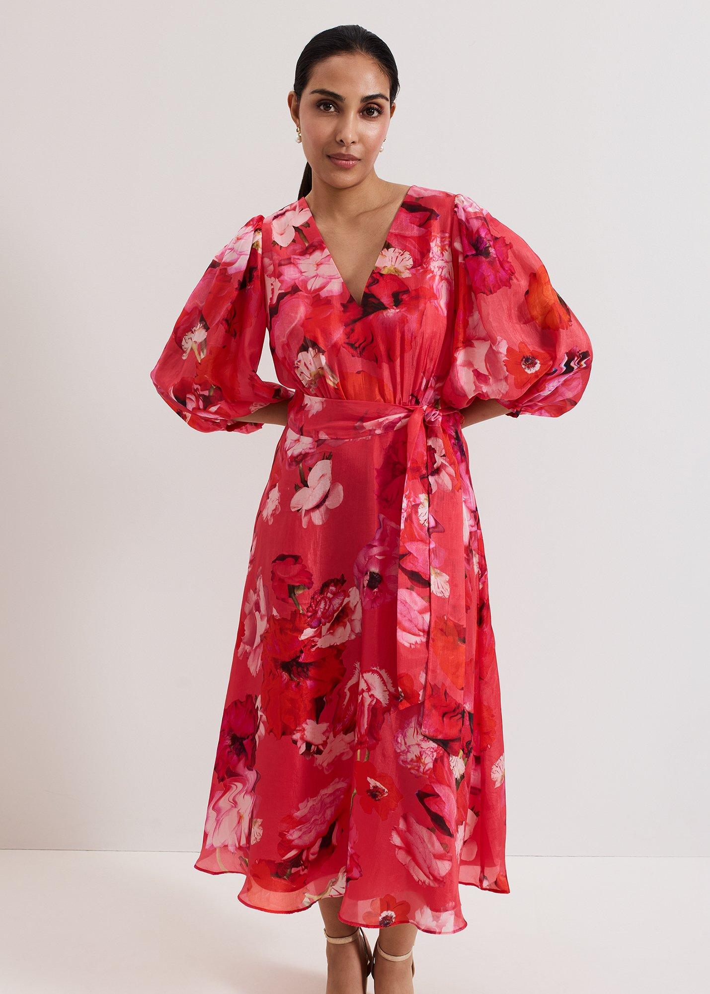 Petite Federica Floral Sleeve Midi Dress