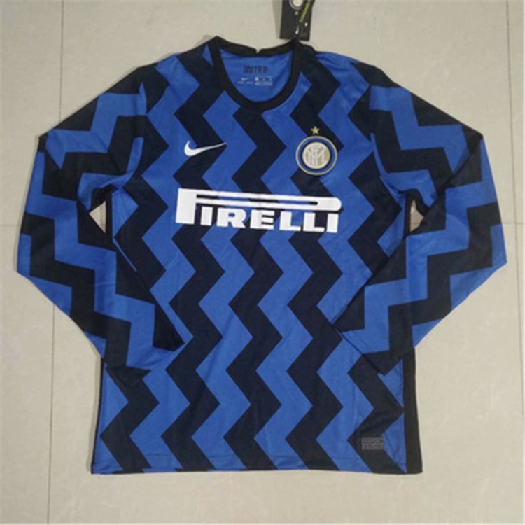 Inter Milan 20-21 Home Blue Long Sleeve Soccer Jersey Shirt -